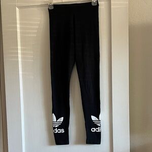 Adidas Black Leggings with White Trefoil Logo
